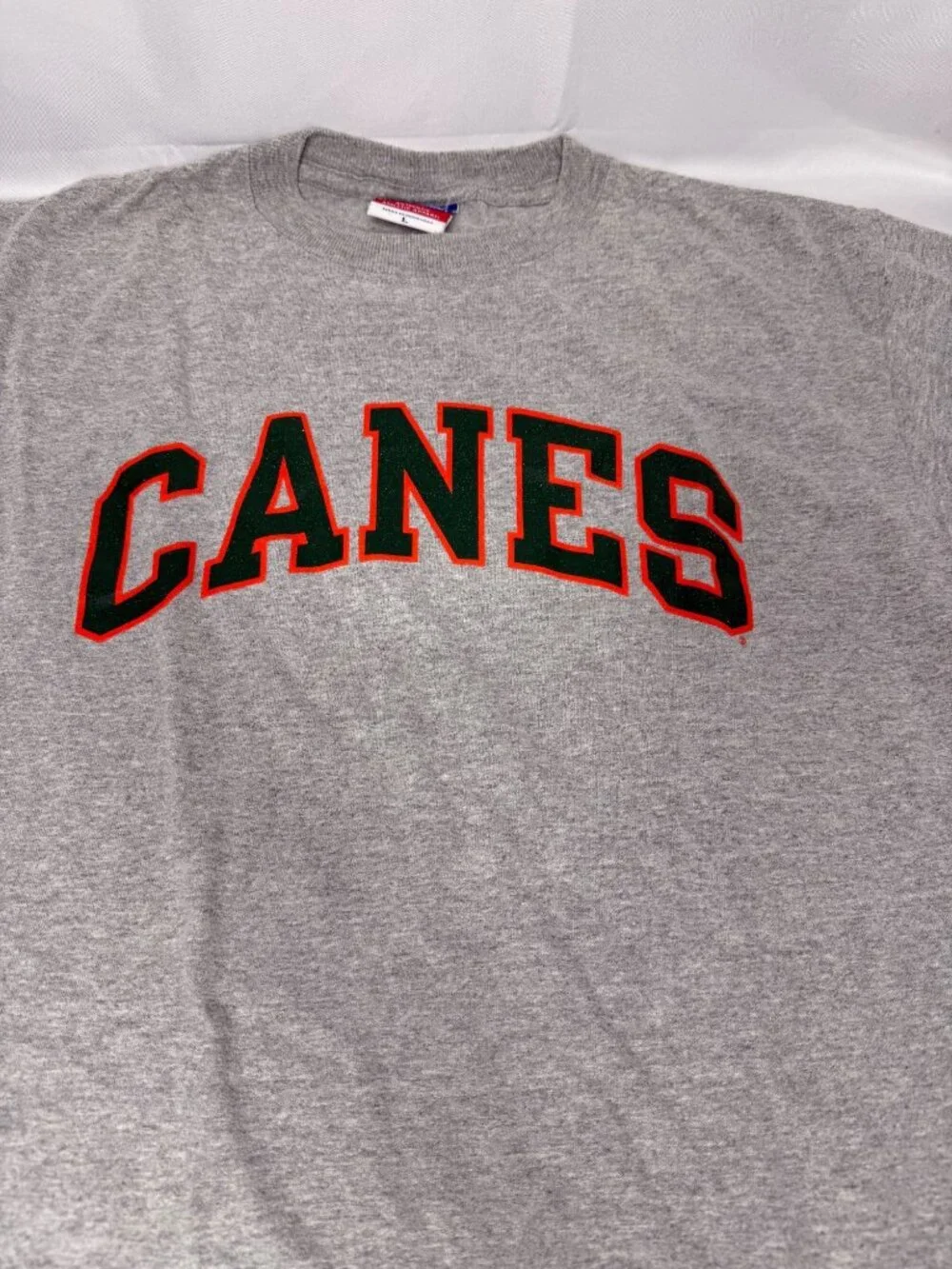 Champion Gray Canes T-Shirt Large Cotton Blend Shirt Crew Neck Size L - Picture 2 of 7